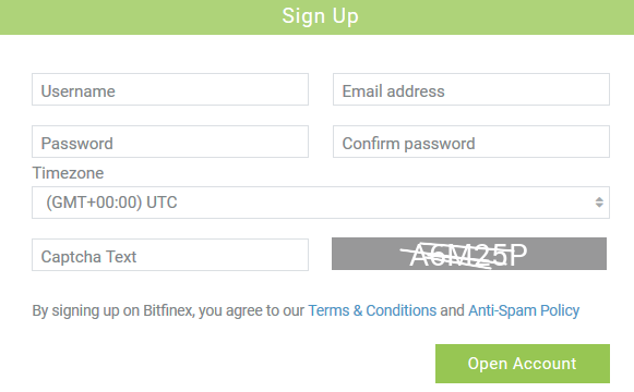 Registro para el intercambio de Tezos Bitfinex