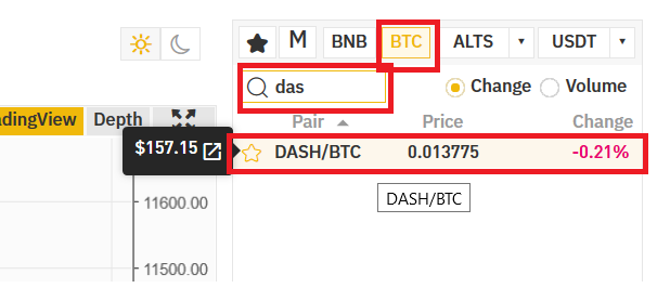 Échangez le bitcoin contre le DASH
