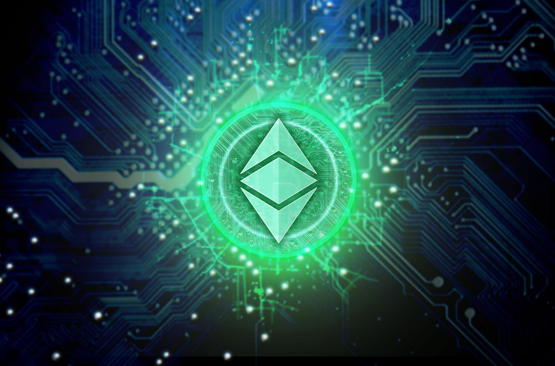 Ethereum-ETH-green-logo-with-digital-background