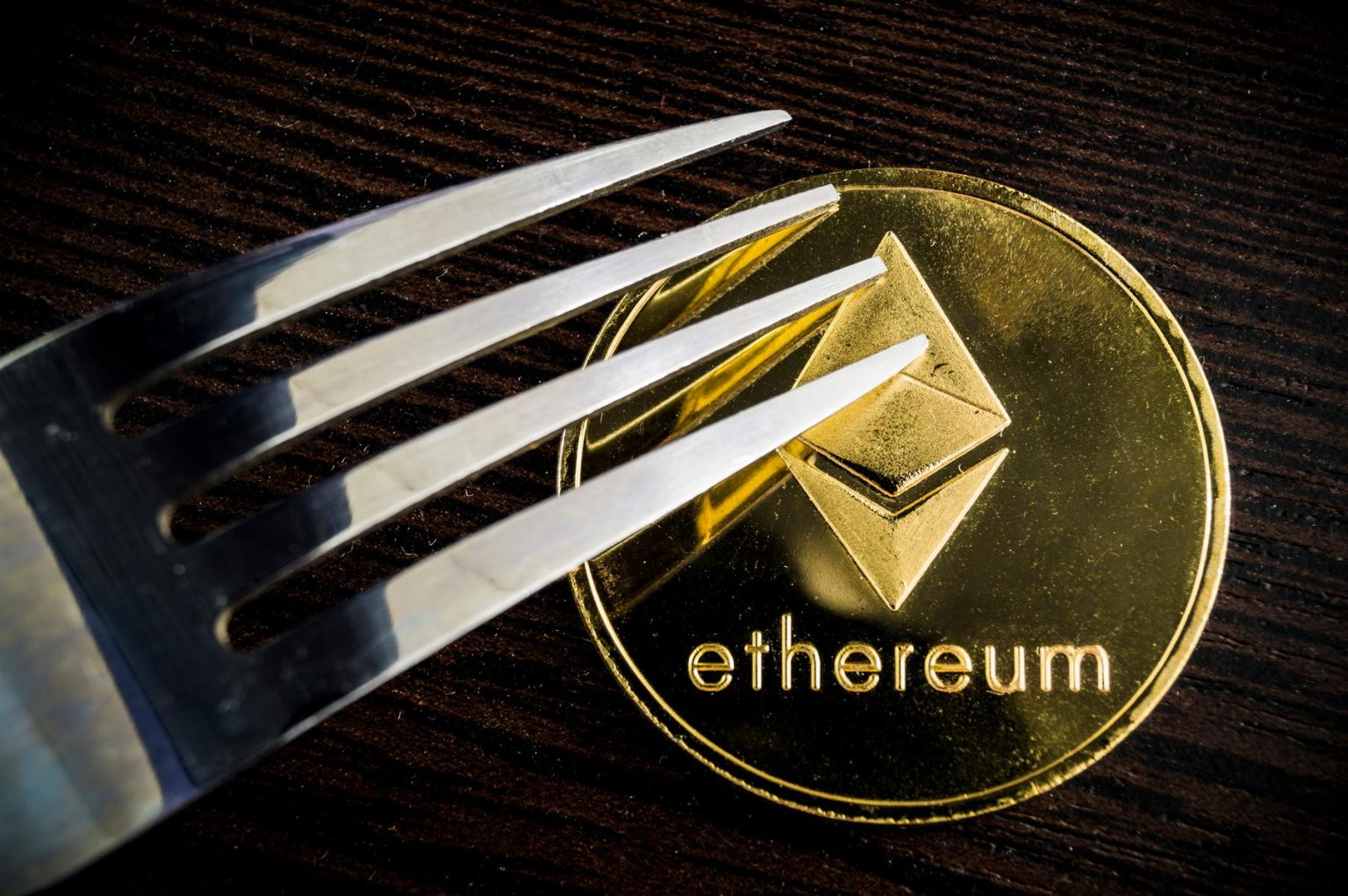 Etherium-ETH-coins-next-to-fork