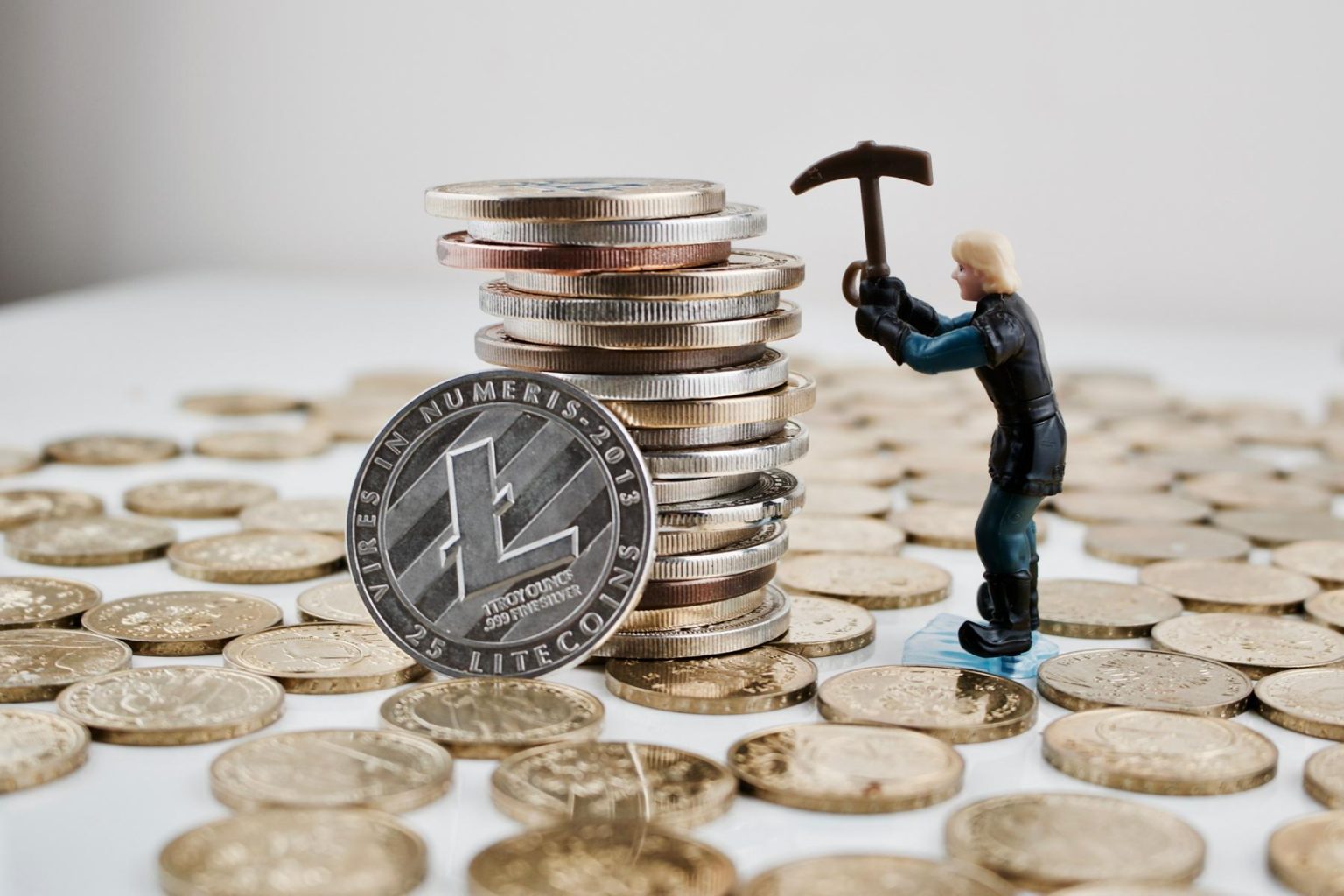 Litecoin-LTC-coins-with-a-miner