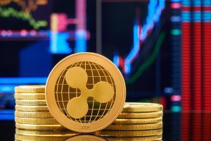 Ripple-XRP-logo-with-background-of-trading-price-charts