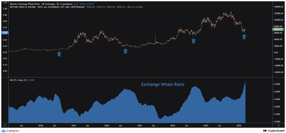 Bitcoin Exchange-Whale-Ratio